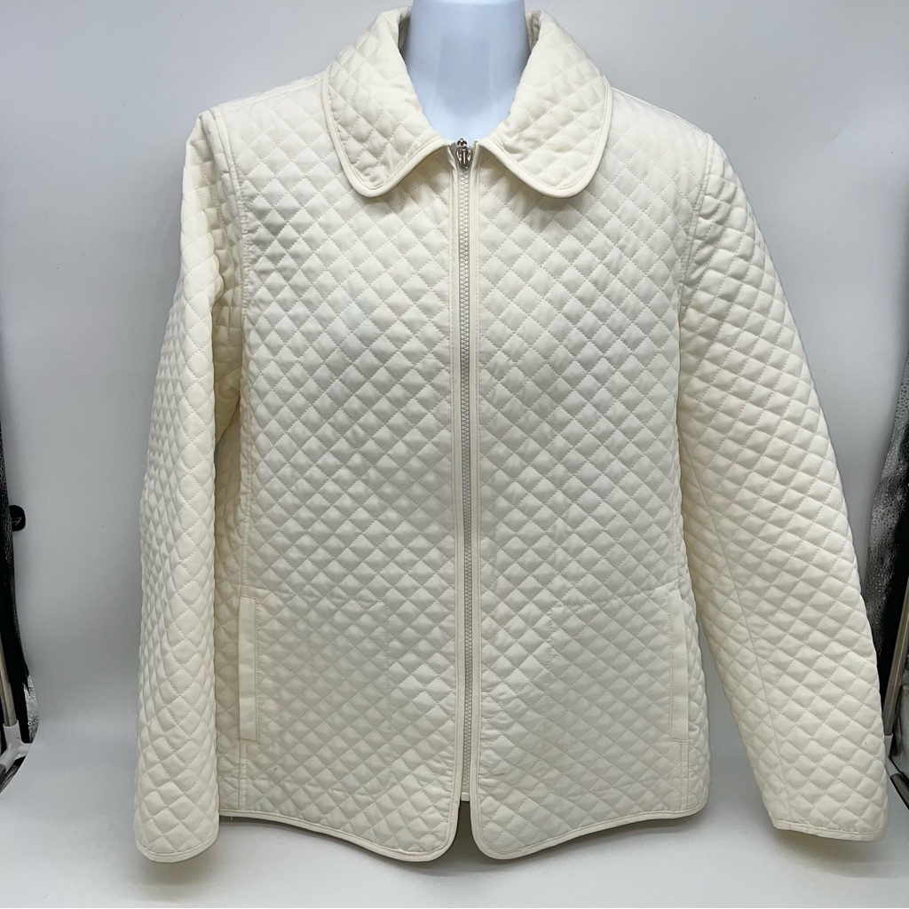White Stag Quilted Cream Equestrian Styled Puffer Jacket Size L 1214